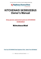 KitchenAid Ultra Power 5KSB52EBU5 Instructies