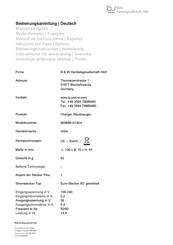 B&W vhbw BW888101924 Bedieningsinstructies