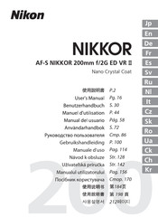 Nikon NIKKOR AF-S 200mm f/2G ED VR II Gebruikershandleiding