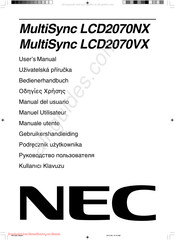 NEC MultiSync LCD2070NX Gebruikershandleiding