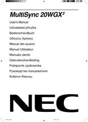 NEC MultiSync 20WGX2 Gebruikershandleiding