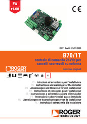 Roger Technology B70/1T Aanwijzingen Voor Installatie En Aansluiten