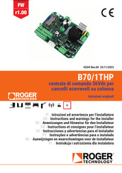 Roger Technology B70/1THP Aanwijzingen Voor Installatie En Aansluiten