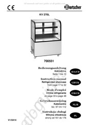 Bartscher 700551 Gebruiksaanwijzing