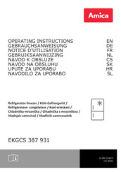 Amica EKGCS 387 931 Gebruiksaanwijzing