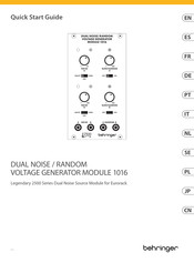 Behringer DUAL NOISE/RANDOM VOLTAGE GENERATOR MODULE 1016 Snelstartgids