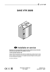 SystemAir SAVE VTR 300/B Installatie- En Servicehandleiding