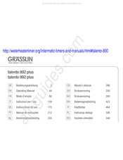 Grasslin talento 992 plus Bedieningshandleiding