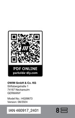 Parkside 460917 2401 Bedienings- En Veiligheidsinstructies