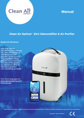Clean Air Optima CA-702 Smart Gebruiksaanwijzing