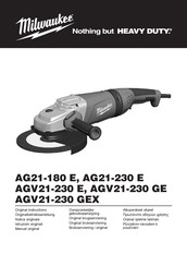 Milwaukee AGV21-230 GE Oorspronkelijke Gebruiksaanwijzing