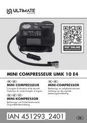 ULTIMATE SPEED UMK 10 E4 Bedienings- En Veiligheidsinstructies