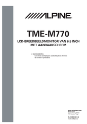 Alpine TME-M770 Handleiding