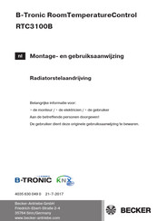 Becker B-Tronic RoomTemperatureControl RTC3100B Montage- En Gebruiksaanwijzing