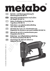 Metabo KG 80/16 Gebruikers- En Onderhoudshandleiding