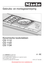 Miele CS 1112 Gebruiks- En Montage-Aanwijzing