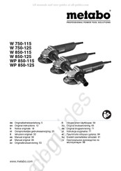 Metabo W 850-115 Oorspronkelijke Gebruiksaanwijzing