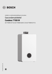 Bosch Condens 7700i W Installatie- En Onderhoudshandleiding